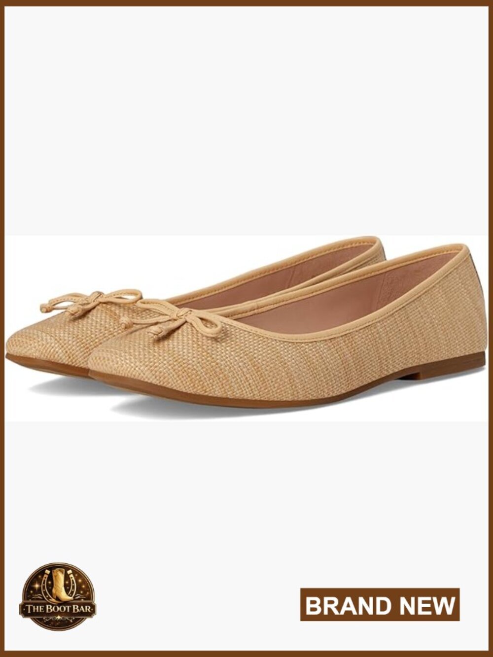 Square Toe Ballet Flats with Bow Detail - Foam Cushioning